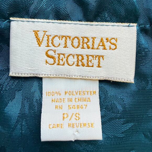 VTG 90'S VICTORIAS SECRET P/S Gold Label Teal Paisley Satin Romantic Nightshirt - Picture 6 of 10